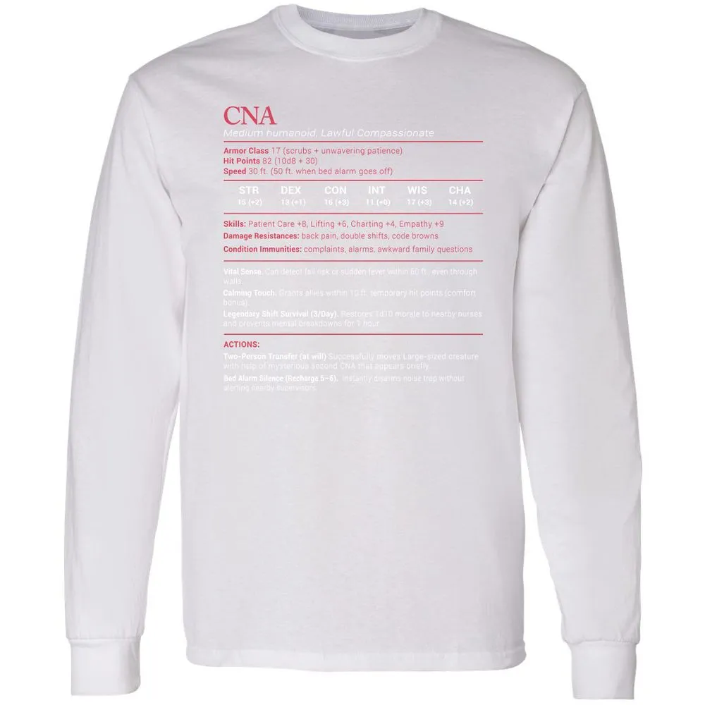 CNA Stats Long Sleeve T-Shirt - White - 5