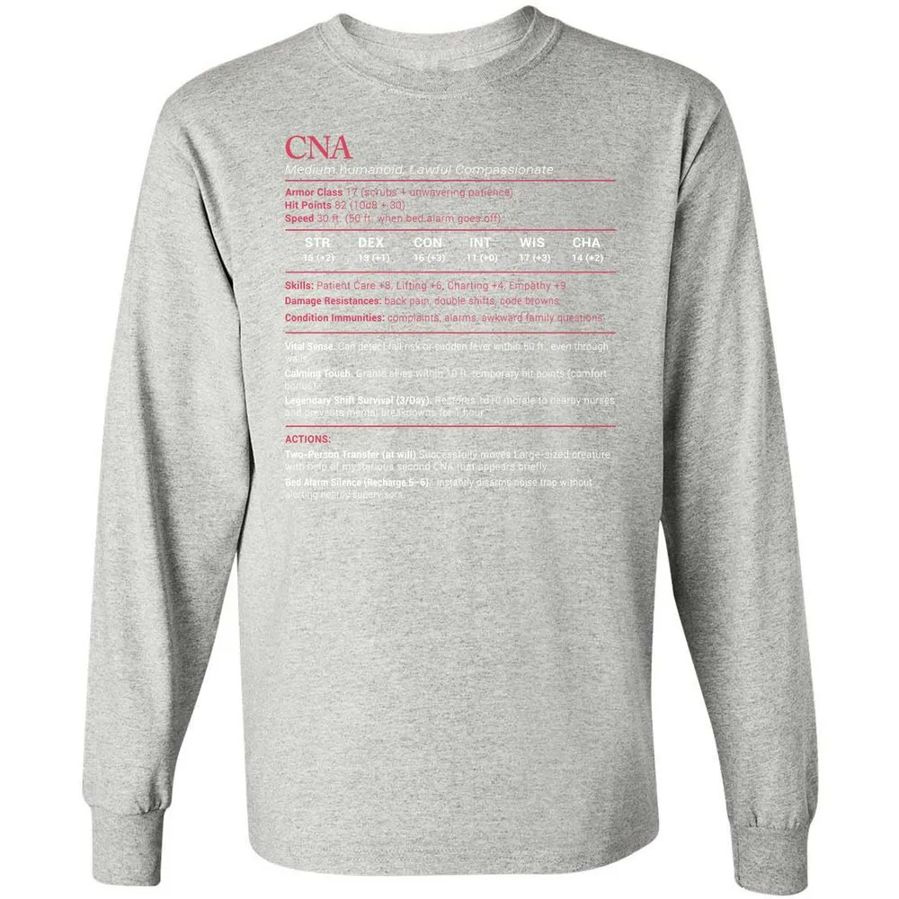 CNA Stats Long Sleeve T-Shirt - Ash - 7