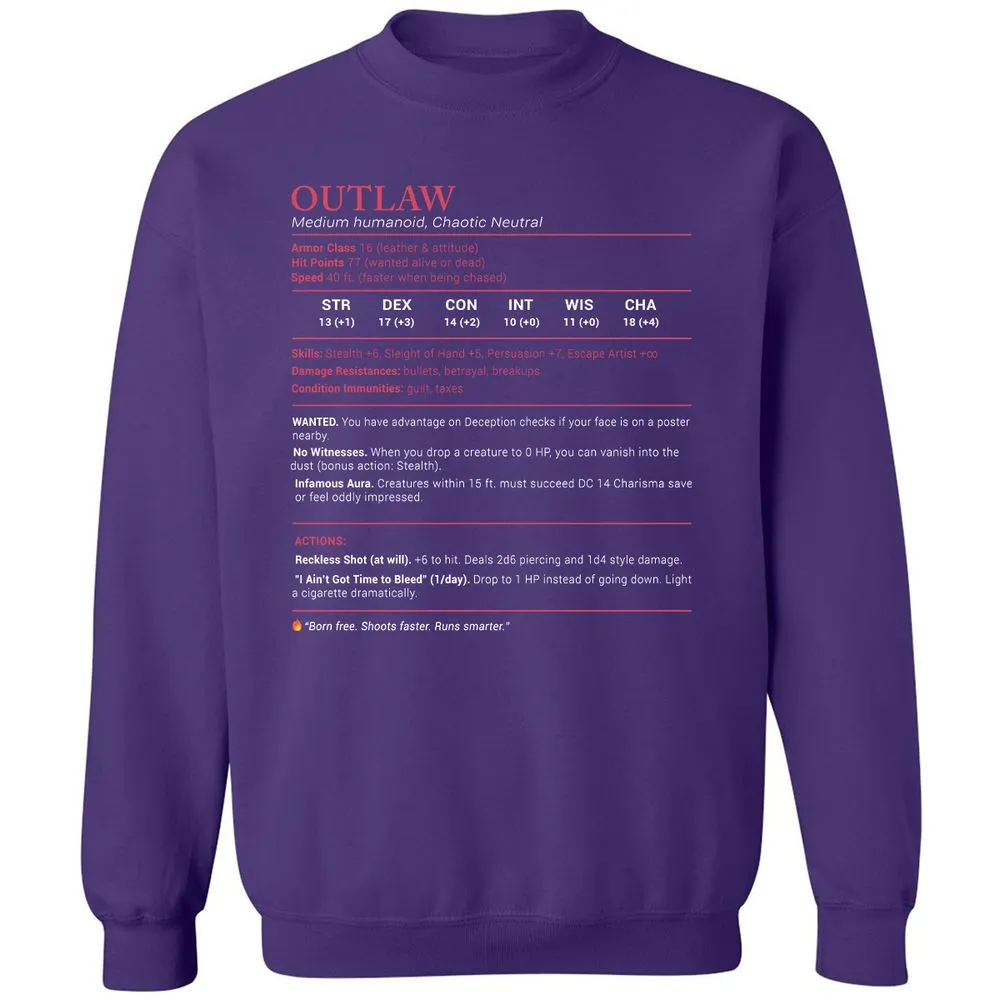 Outlaw Stats Classic Unisex Sweatshirt - Purple - 6