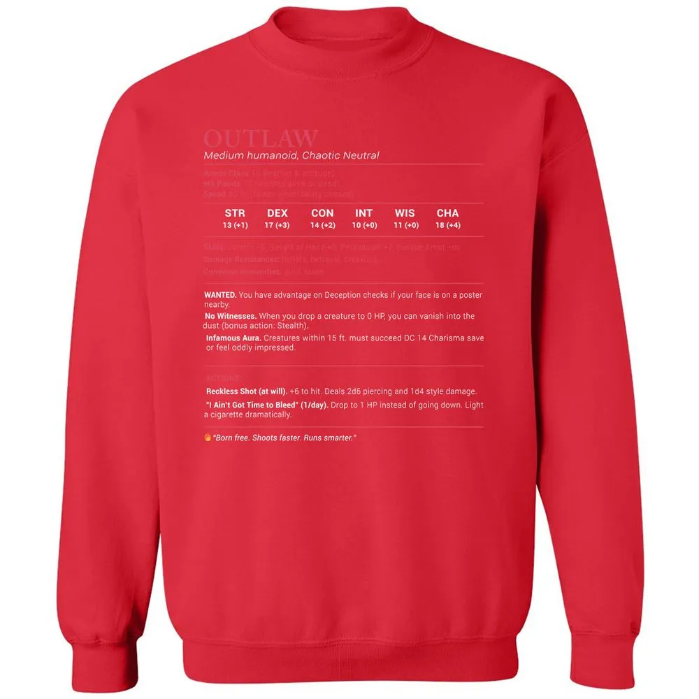 Outlaw Stats Classic Unisex Sweatshirt - Red - 5