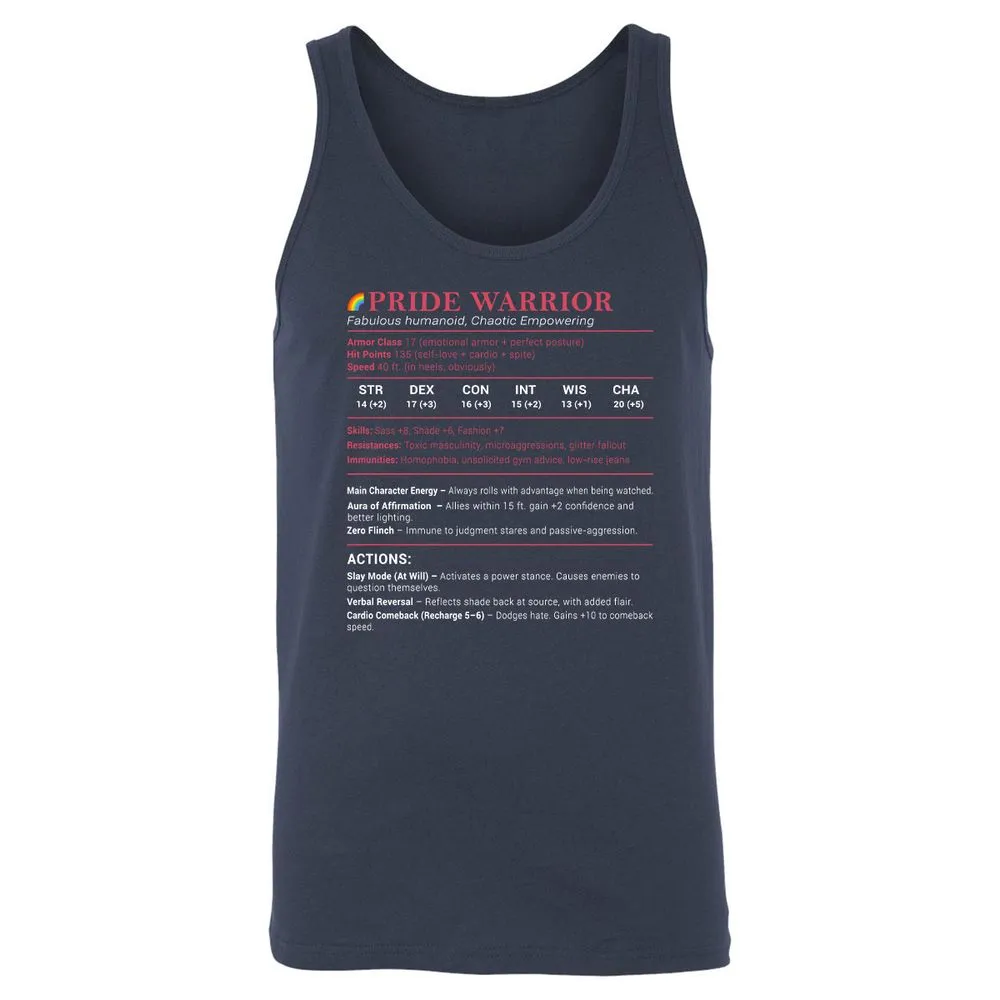Pride Warrior Stats Unisex Jersey Tank - Navy - 2
