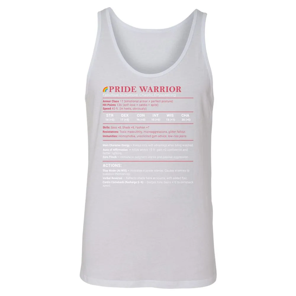 Pride Warrior Stats Unisex Jersey Tank - White - 14