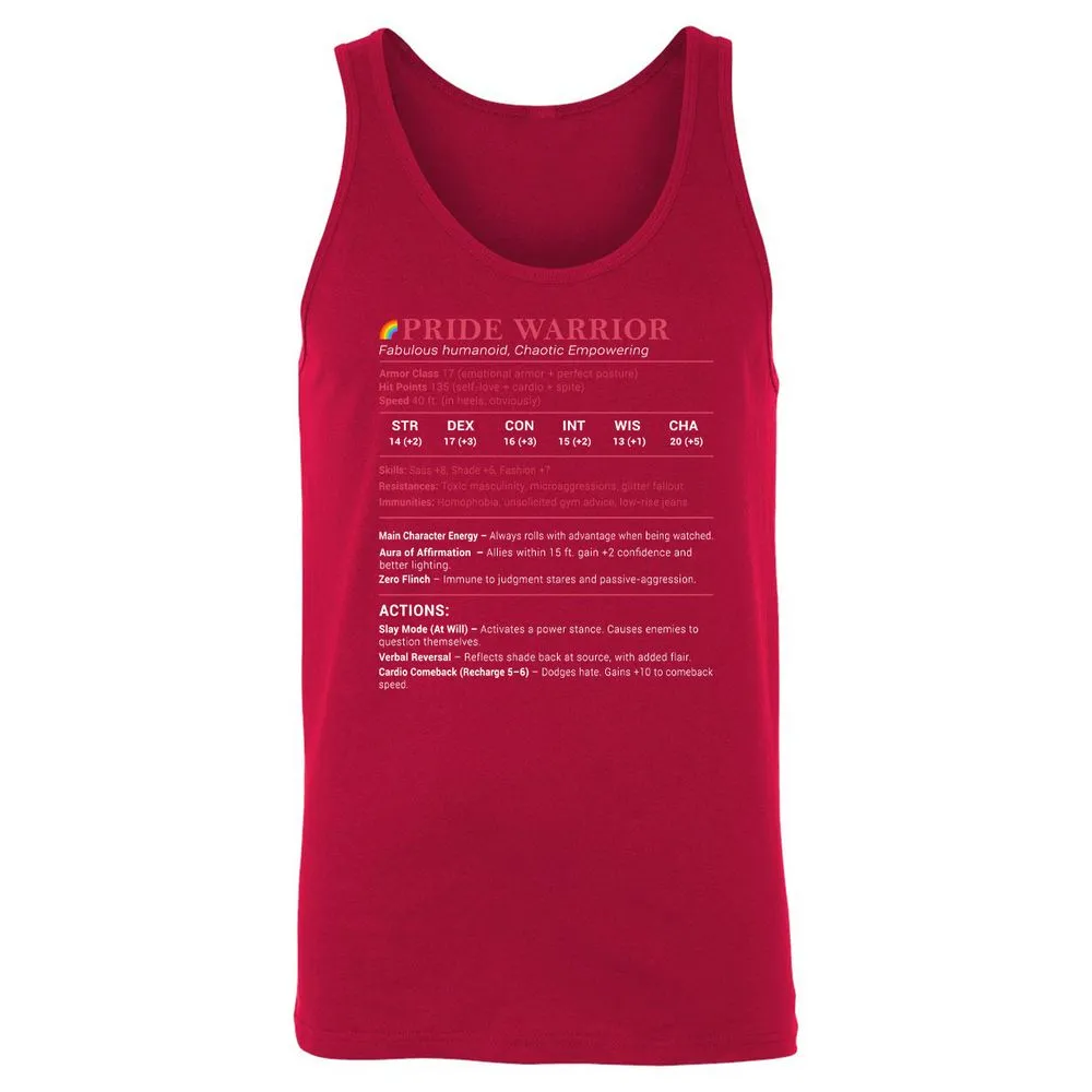 Pride Warrior Stats Unisex Jersey Tank - Red - 11