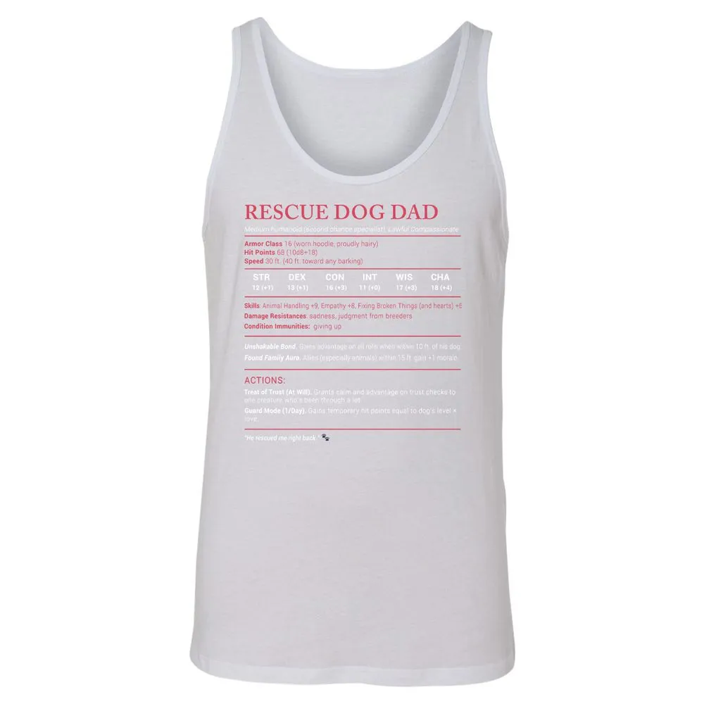 Rescue Dog Dad Stats Unisex Jersey Tank - White - 14