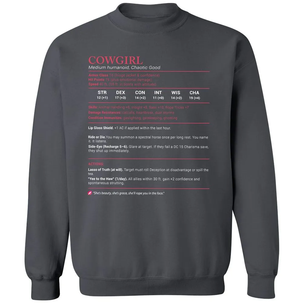 Cowgirl Stats Classic Unisex Sweatshirt - Charcoal - 7