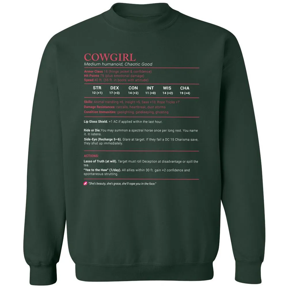 Cowgirl Stats Classic Unisex Sweatshirt - Forest Green - 4