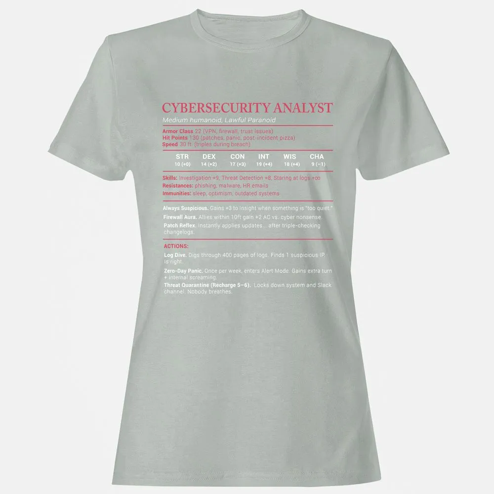 Cybersecurity Analyst Stats Women's T-Shirt - Ash - 2