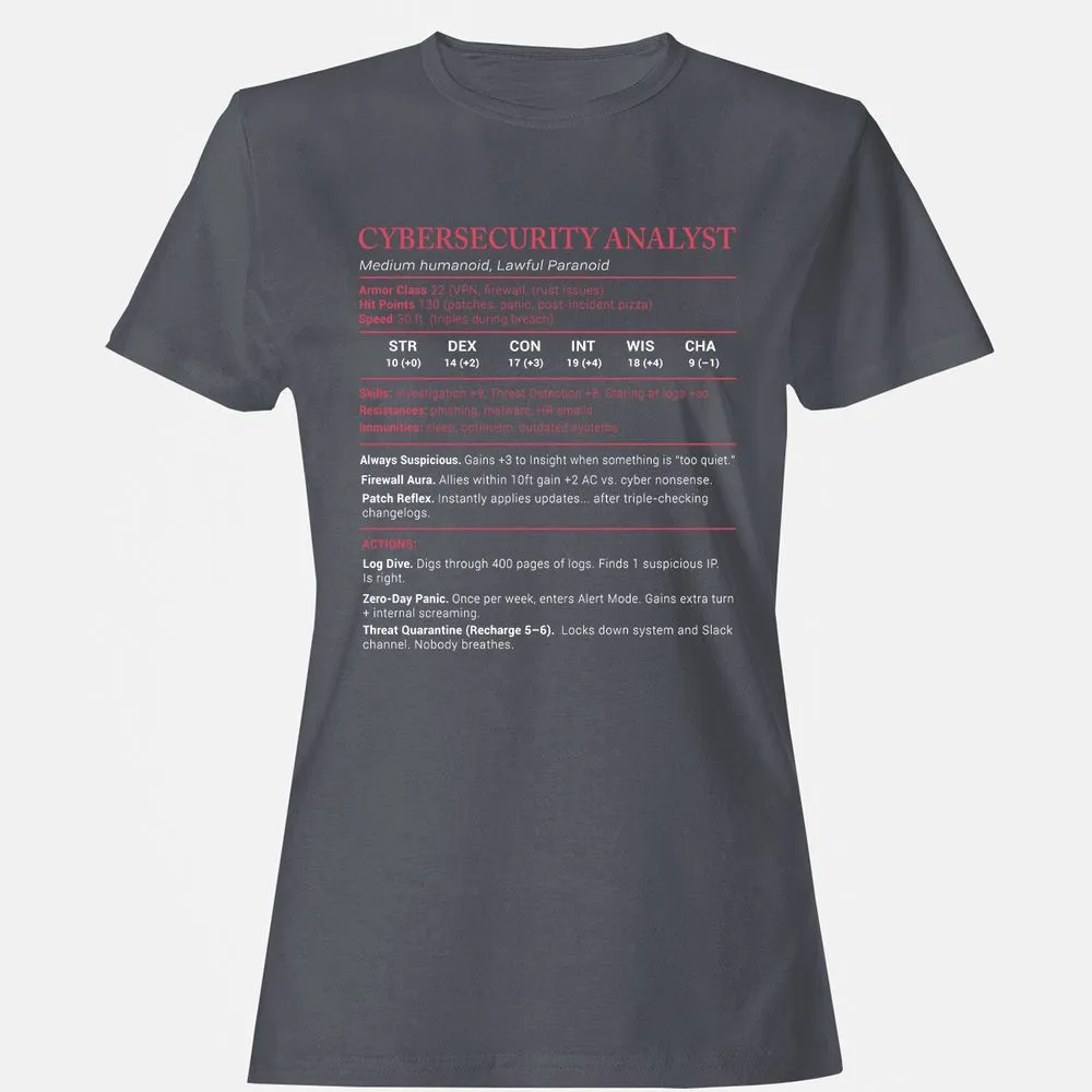 Cybersecurity Analyst Stats Women's T-Shirt - Dark Heather - 5
