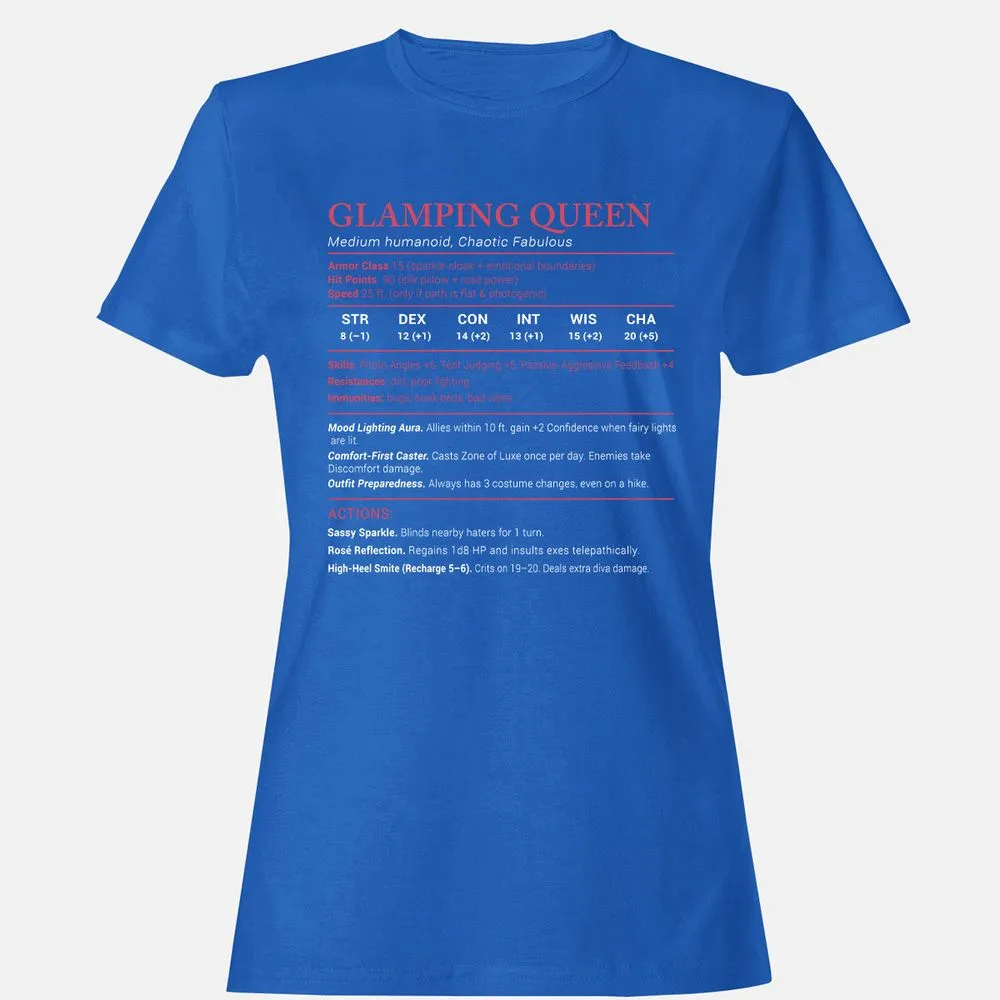 Glamping Queen Stats Women's T-Shirt - Royal - 14