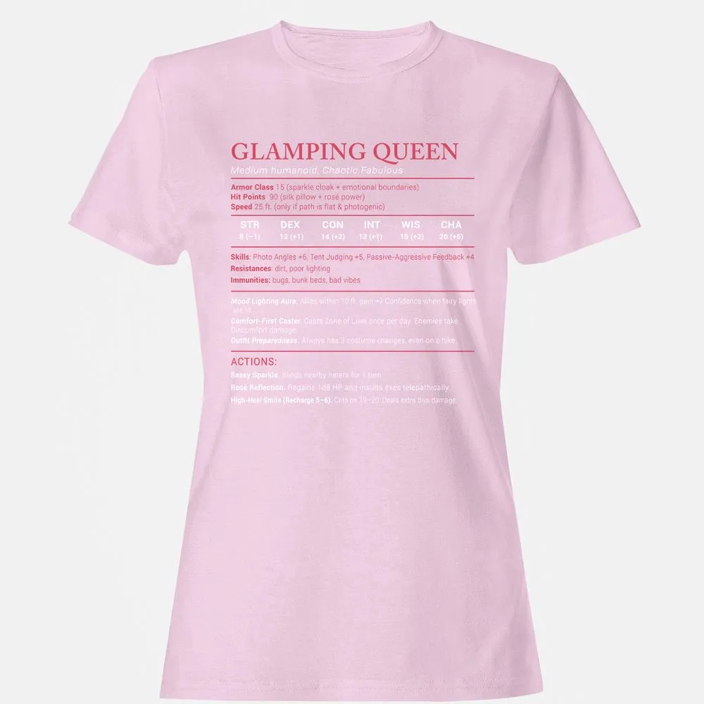 Glamping Queen Stats Women's T-Shirt - Light Pink - 9