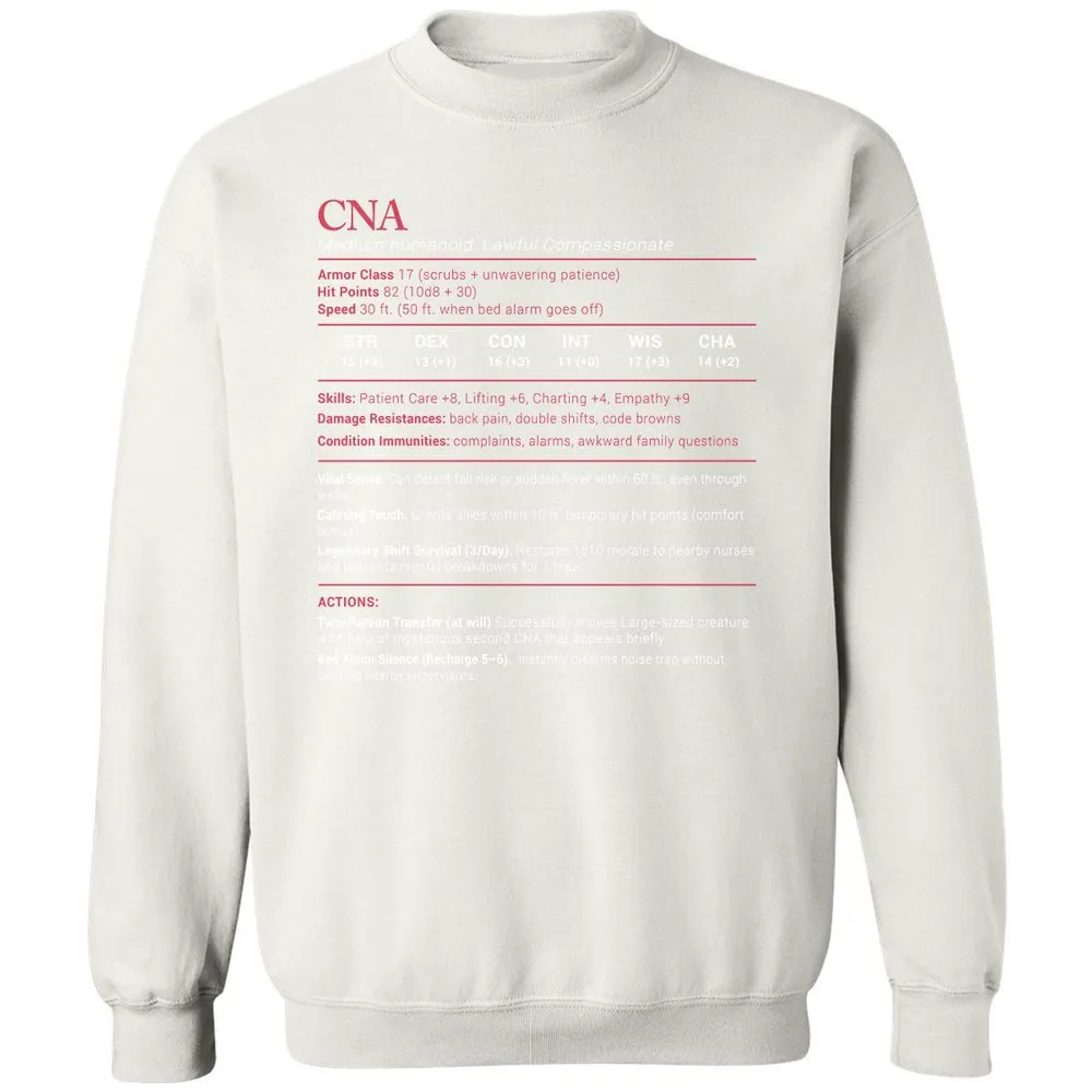 CNA Stats Classic Unisex Sweatshirt - White - 12