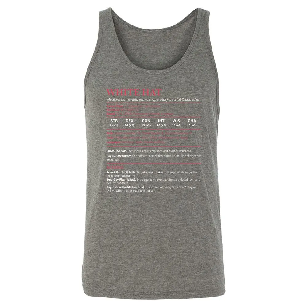 White Hat Stats Unisex Jersey Tank - Grey Triblend - 8