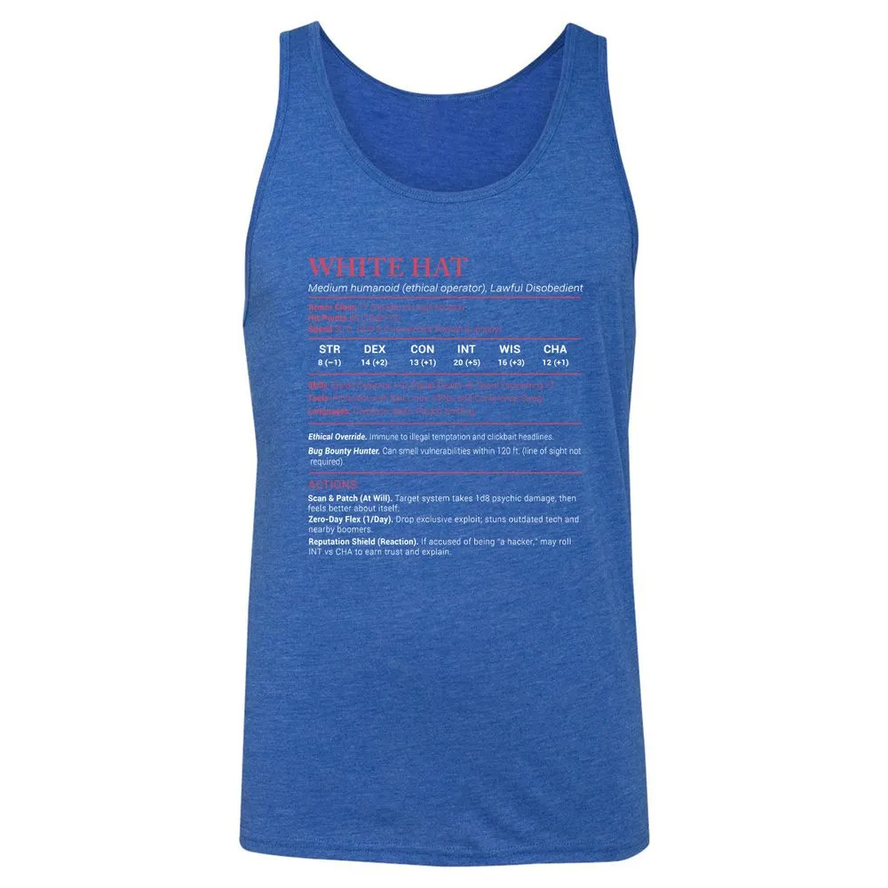 White Hat Stats Unisex Jersey Tank - True Royal Triblend - 12