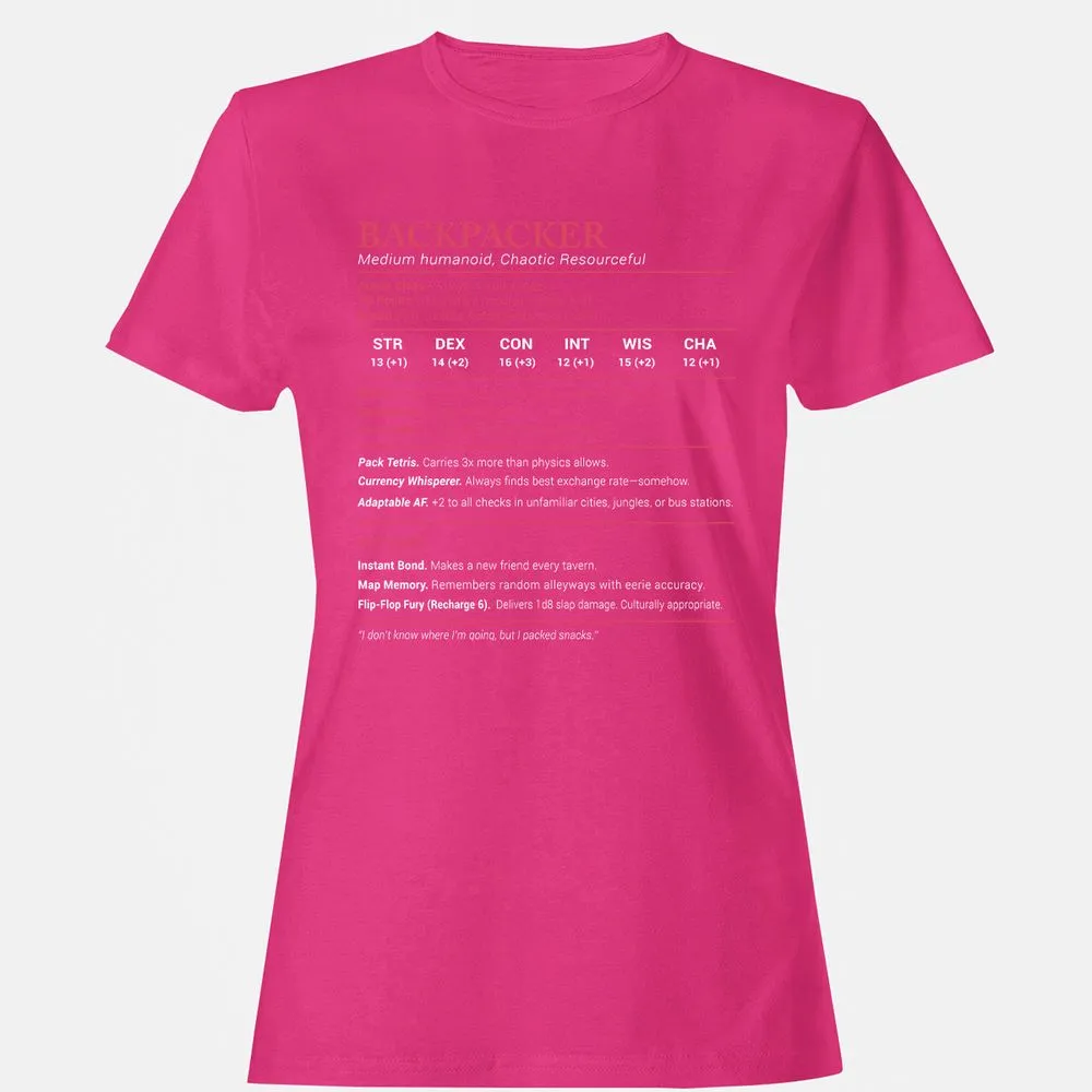 Backpacker Stats Women's T-Shirt - Heliconia - 6