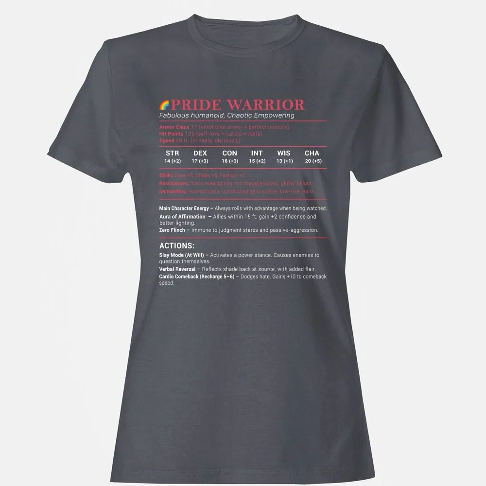 Pride Warrior Stats Women's T-Shirt - Dark Heather - 5