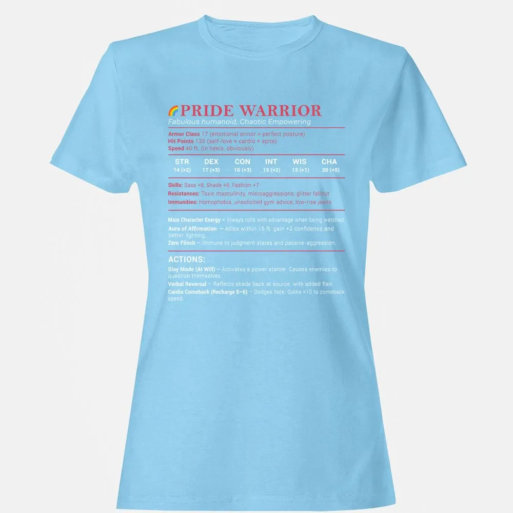 Pride Warrior Stats Women's T-Shirt - Light Blue - 8