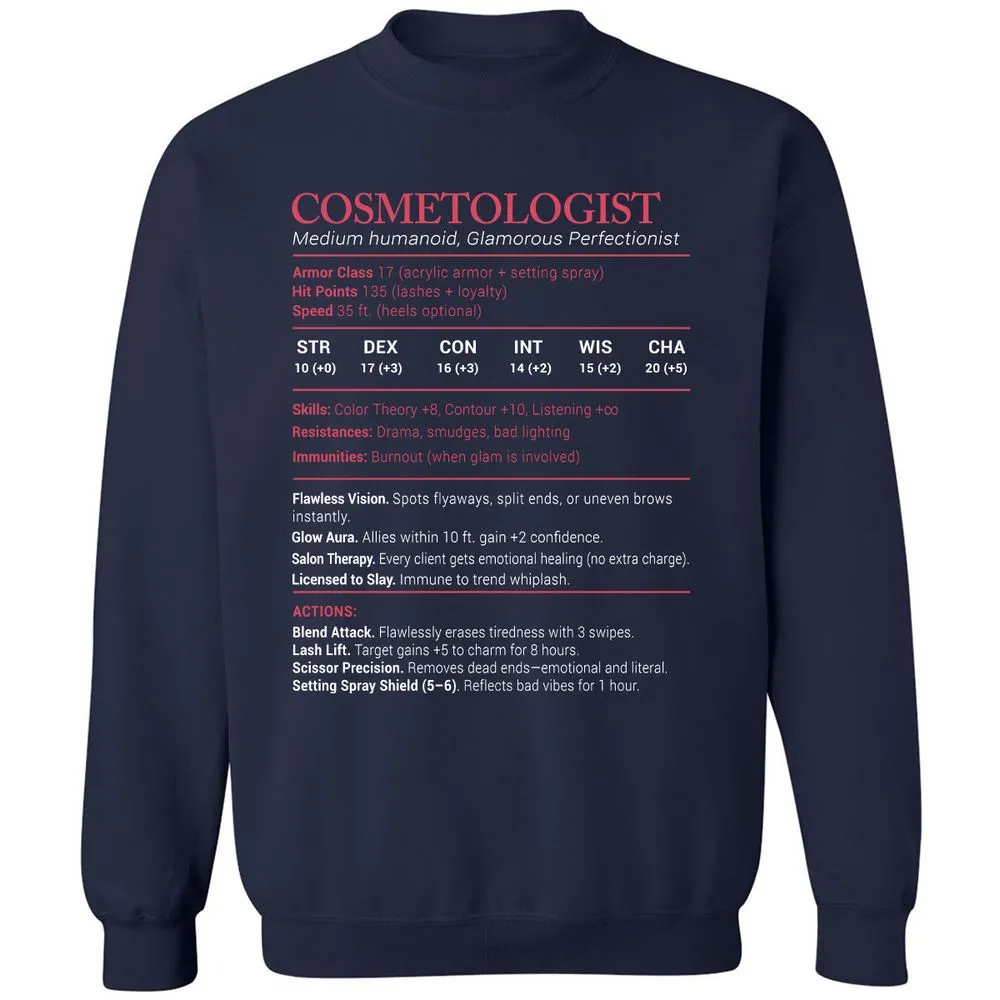 Cosmetologist Stats Classic Unisex Sweatshirt - Navy - 2