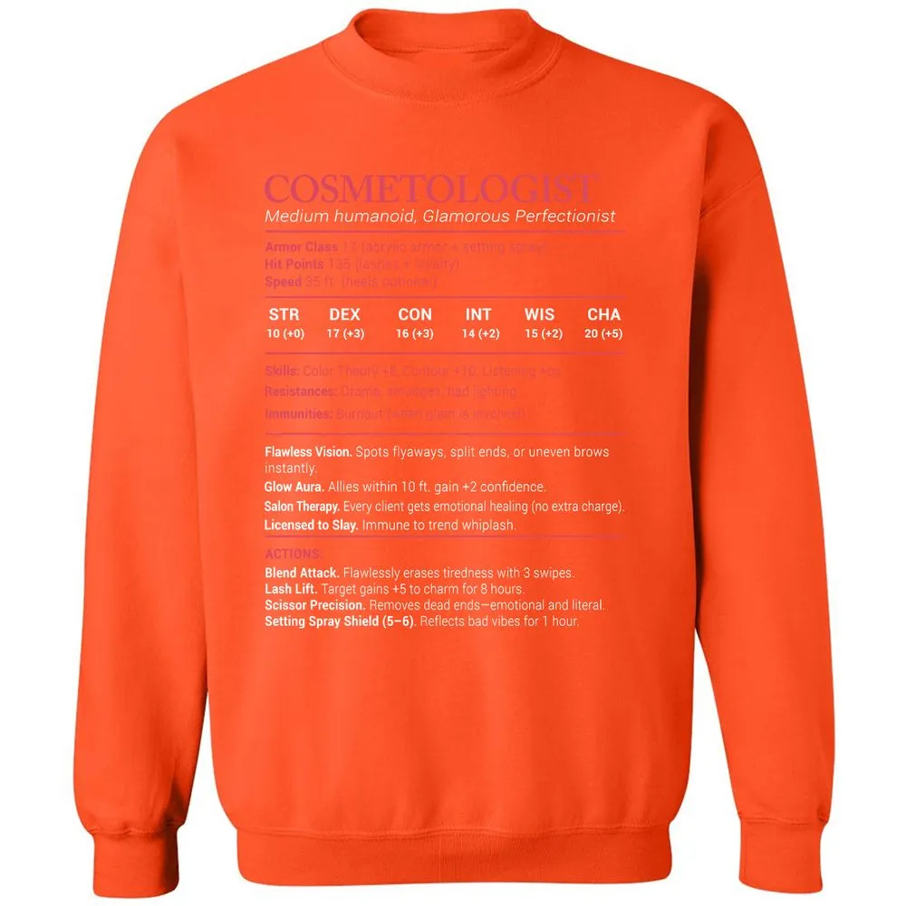 Cosmetologist Stats Classic Unisex Sweatshirt - Orange - 10