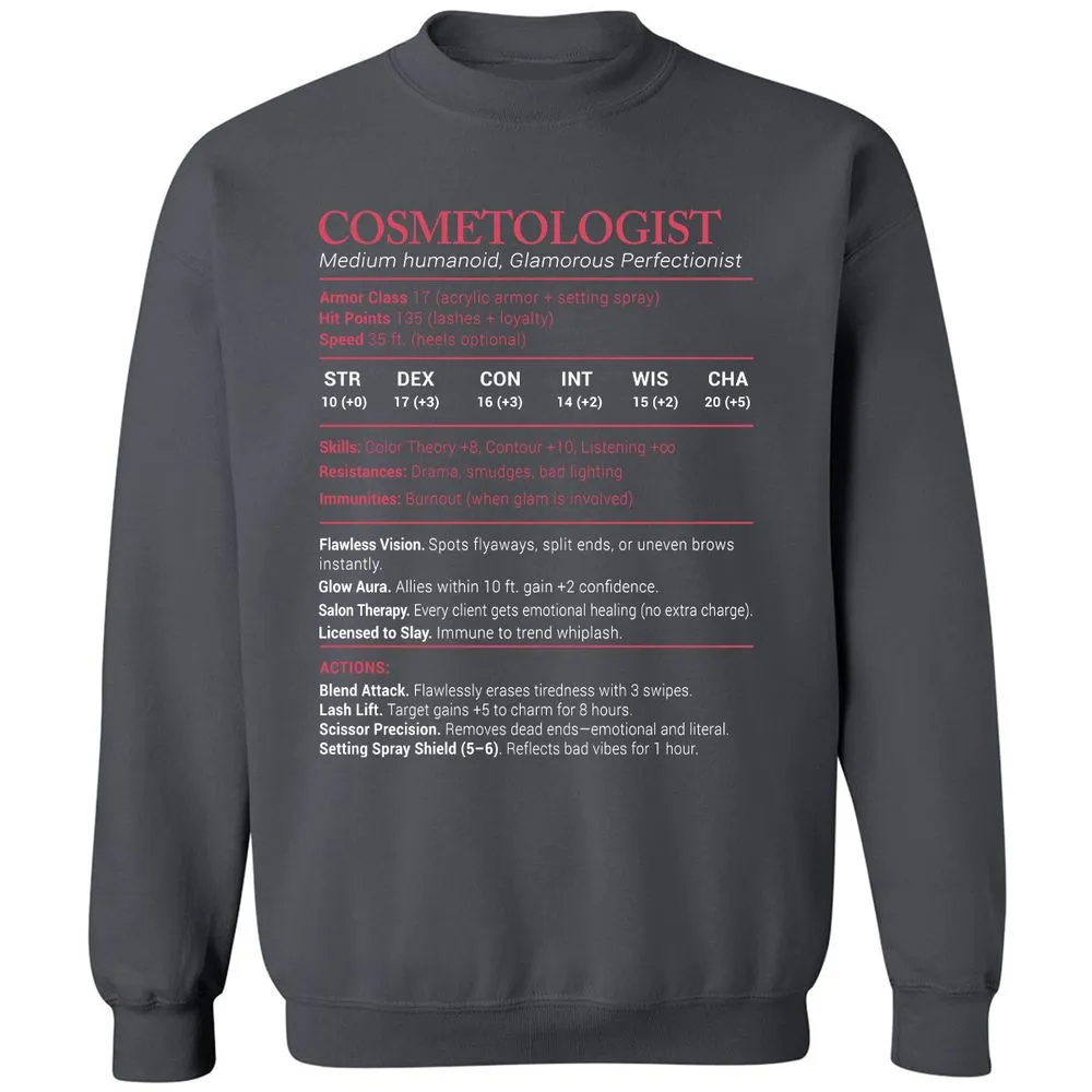 Cosmetologist Stats Classic Unisex Sweatshirt - Charcoal - 7