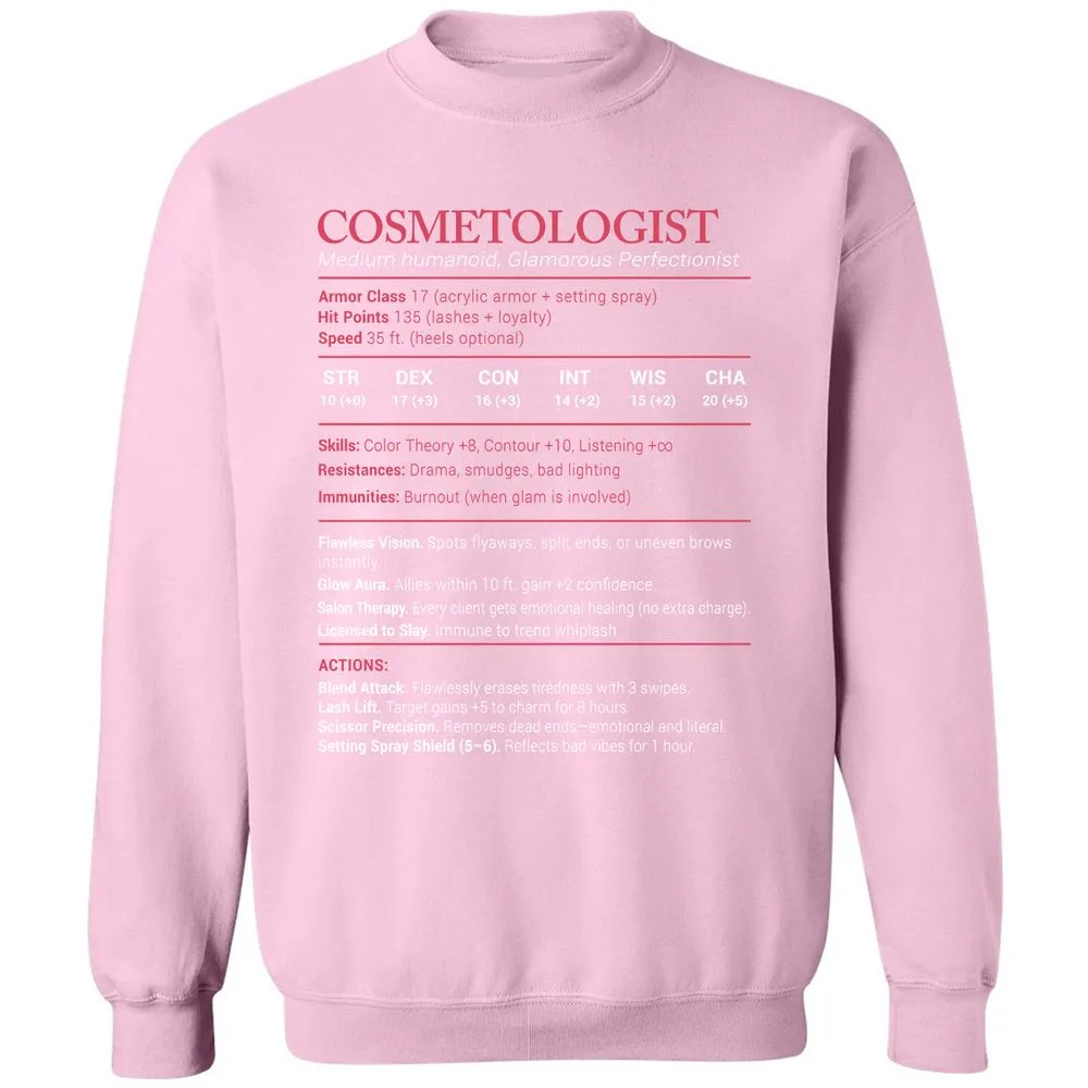 Cosmetologist Stats Classic Unisex Sweatshirt - Light Pink - 3