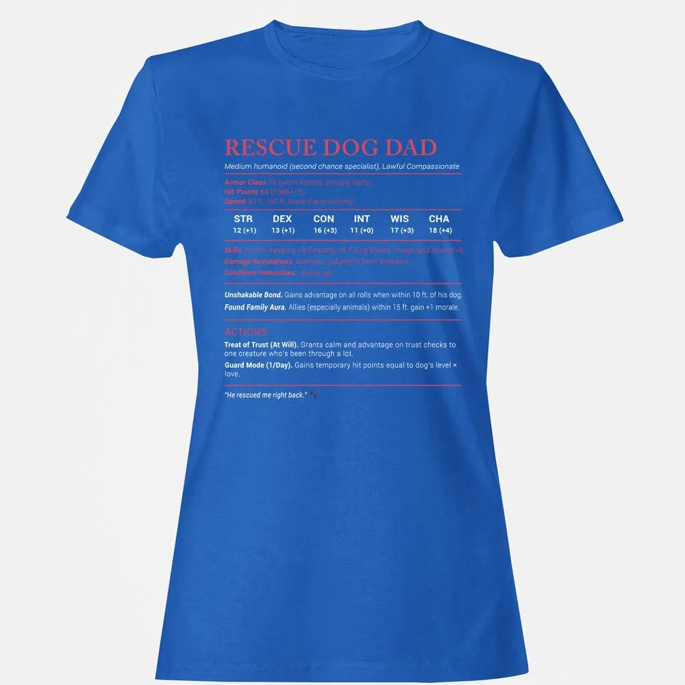 Rescue Dog Dad Stats Women's T-Shirt - Royal - 14