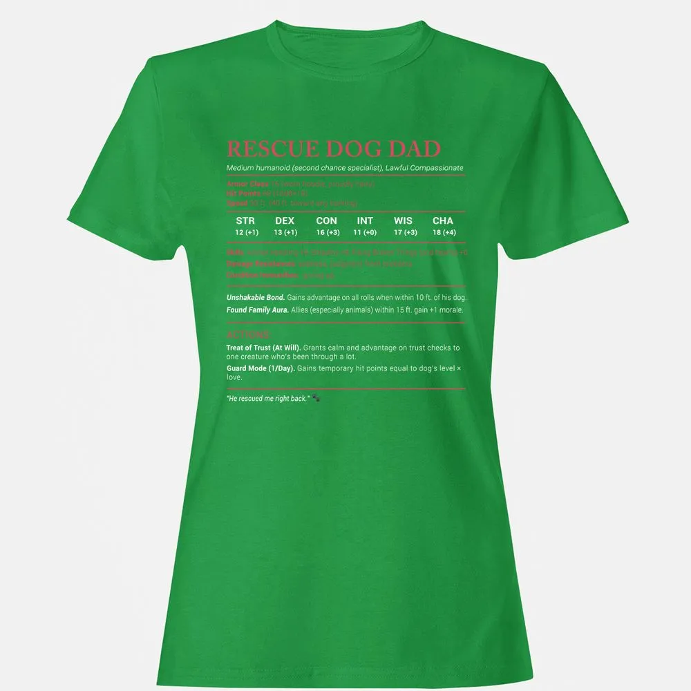 Rescue Dog Dad Stats Women's T-Shirt - Irish Green - 7