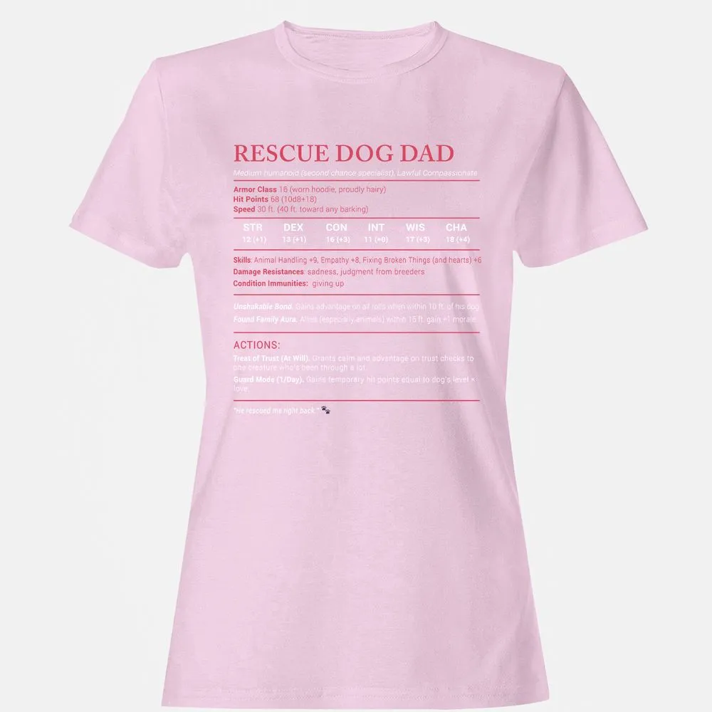 Rescue Dog Dad Stats Women's T-Shirt - Light Pink - 9