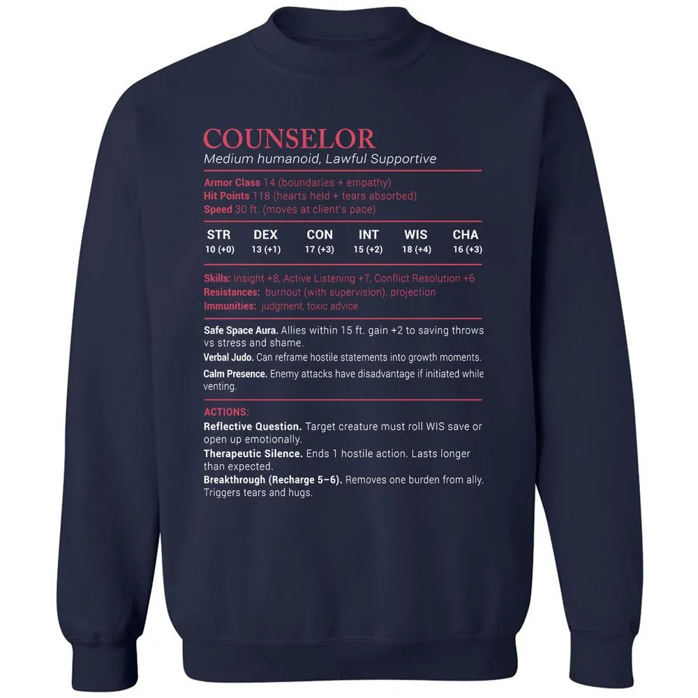 Counselor Stats Classic Unisex Sweatshirt - Navy - 2
