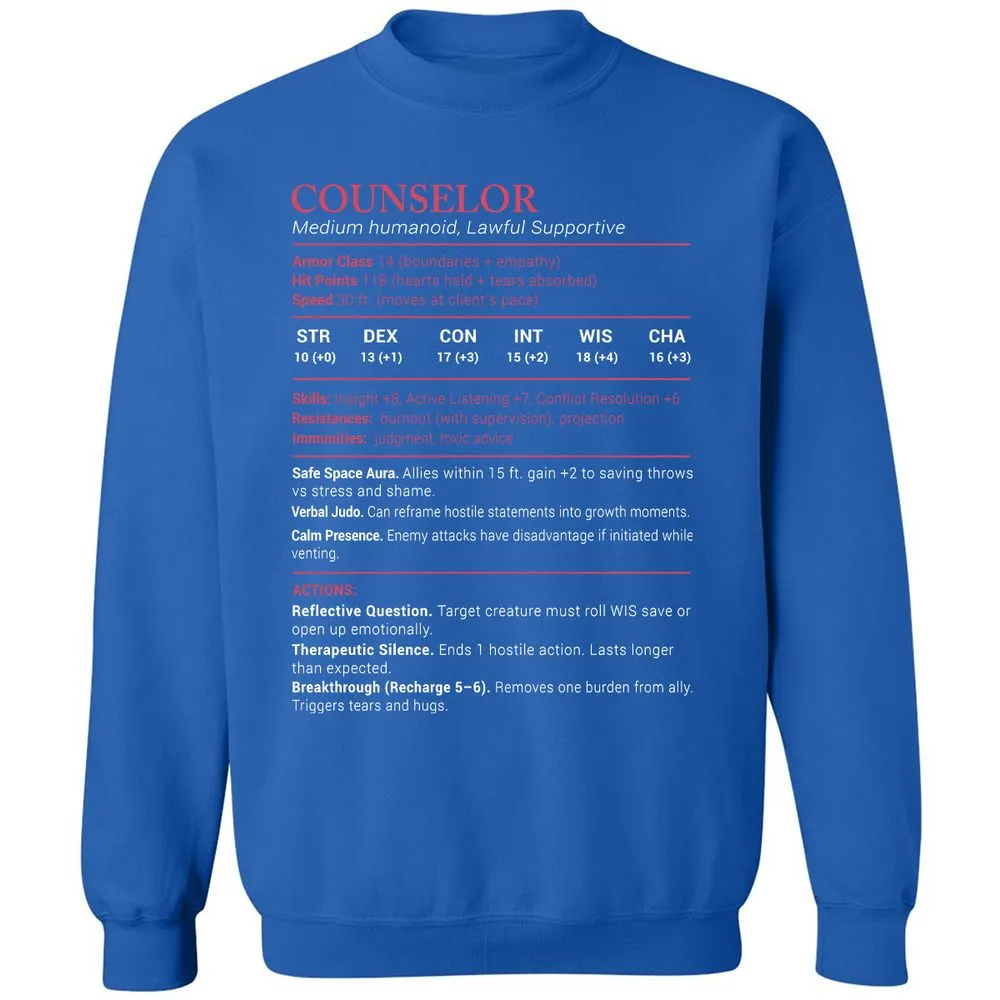 Counselor Stats Classic Unisex Sweatshirt - Royal - 9