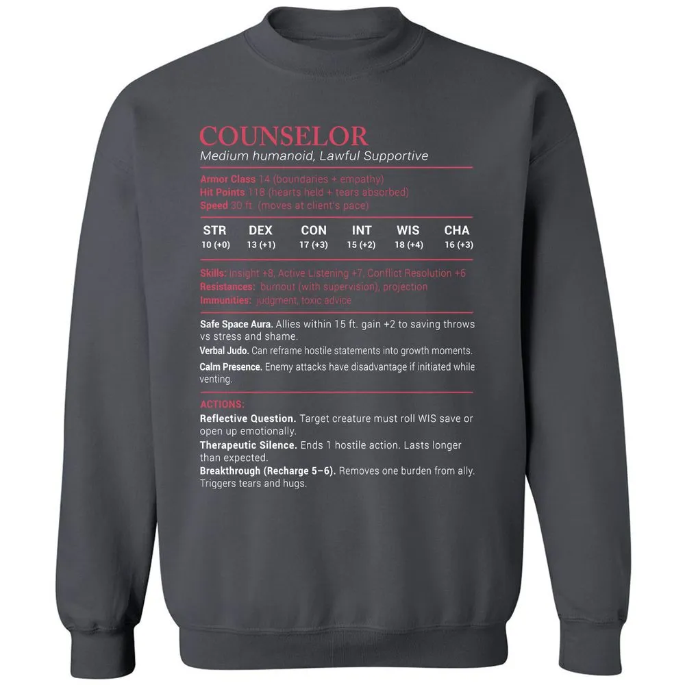 Counselor Stats Classic Unisex Sweatshirt - Charcoal - 7