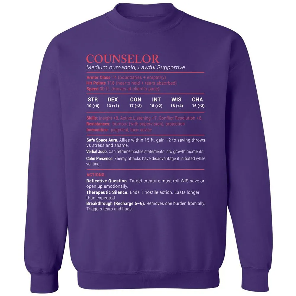 Counselor Stats Classic Unisex Sweatshirt - Purple - 6