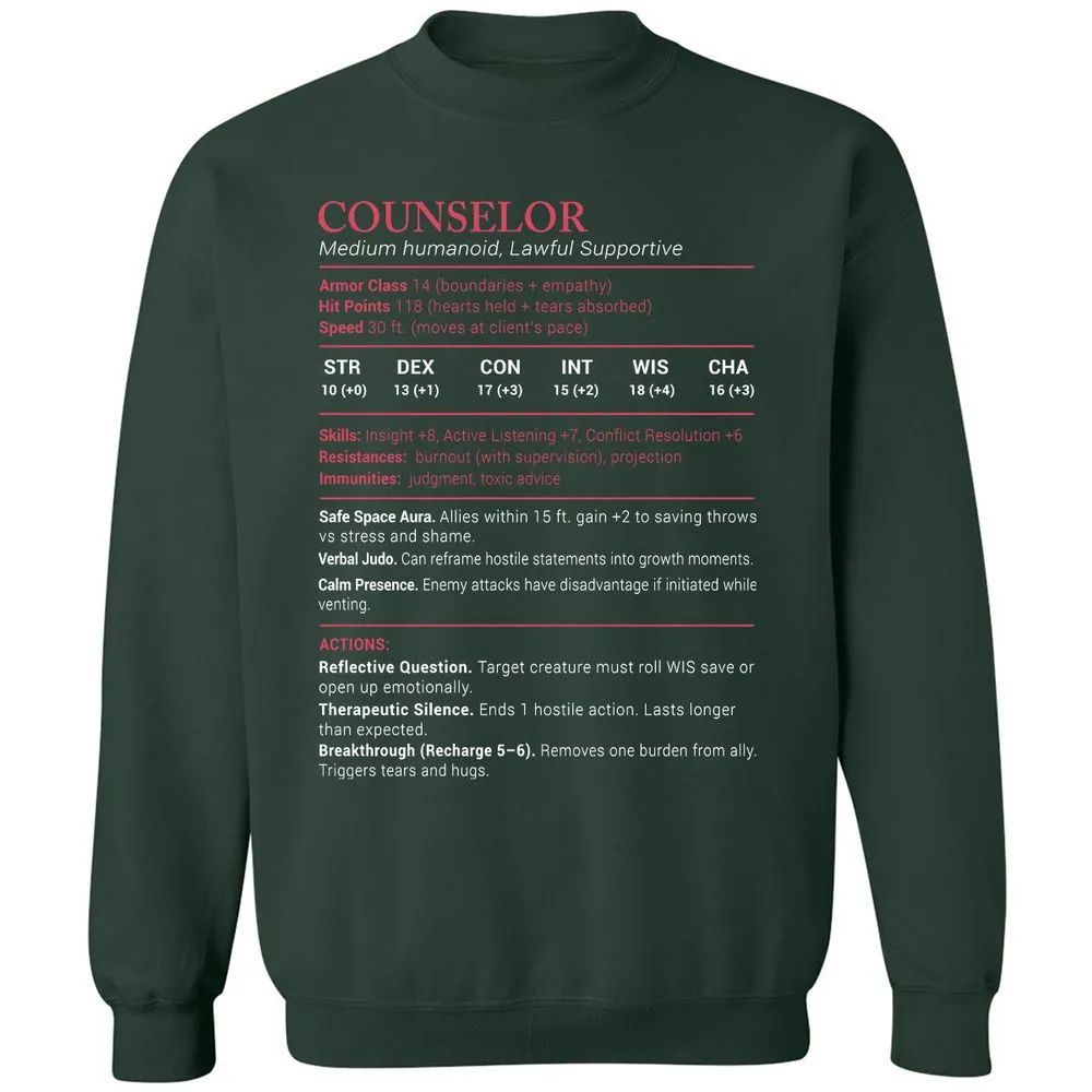 Counselor Stats Classic Unisex Sweatshirt - Forest Green - 4