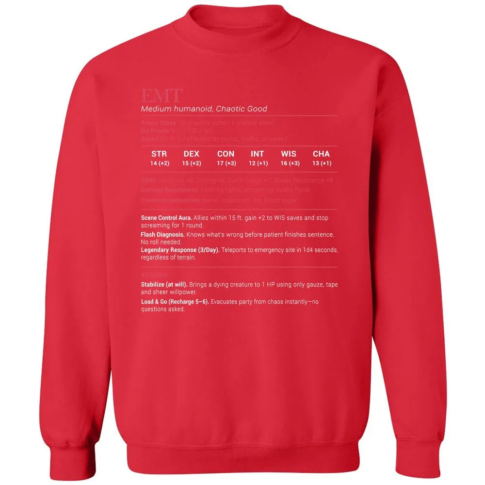 EMT Stats Classic Unisex Sweatshirt - Red - 5