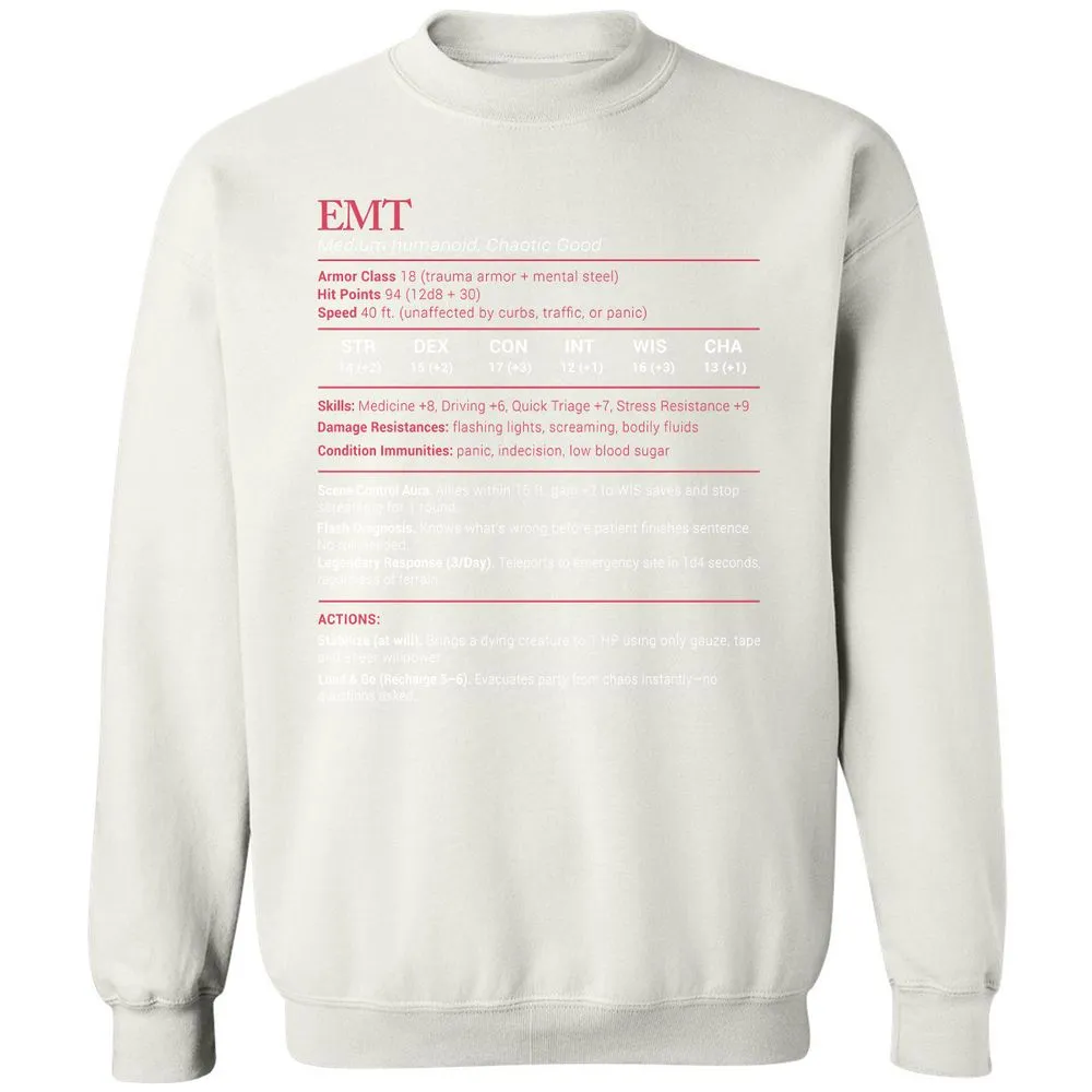 EMT Stats Classic Unisex Sweatshirt - White - 12