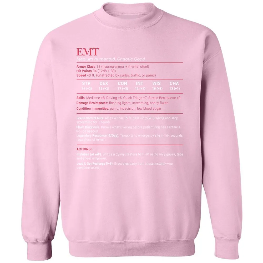 EMT Stats Classic Unisex Sweatshirt - Light Pink - 3
