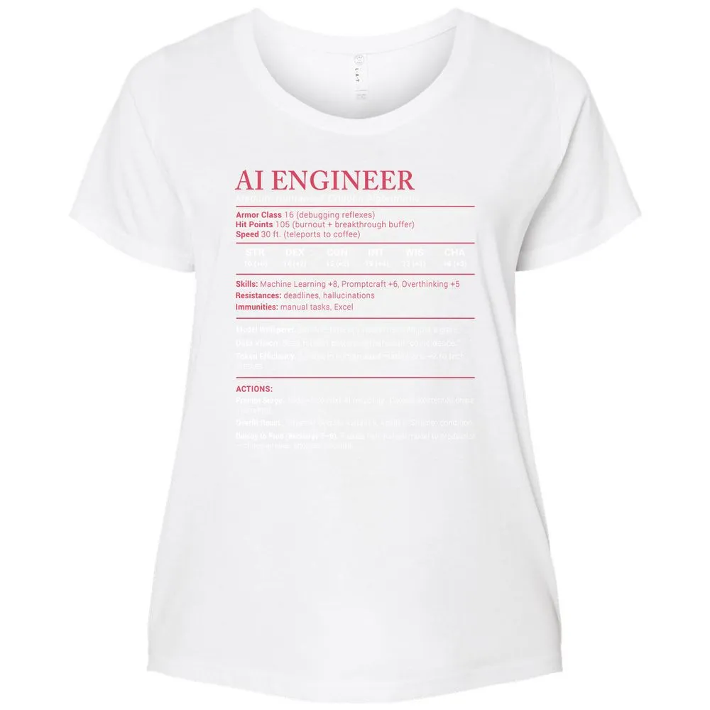 AI Engineer Stats Ladies Curvy Jersey - White - 6
