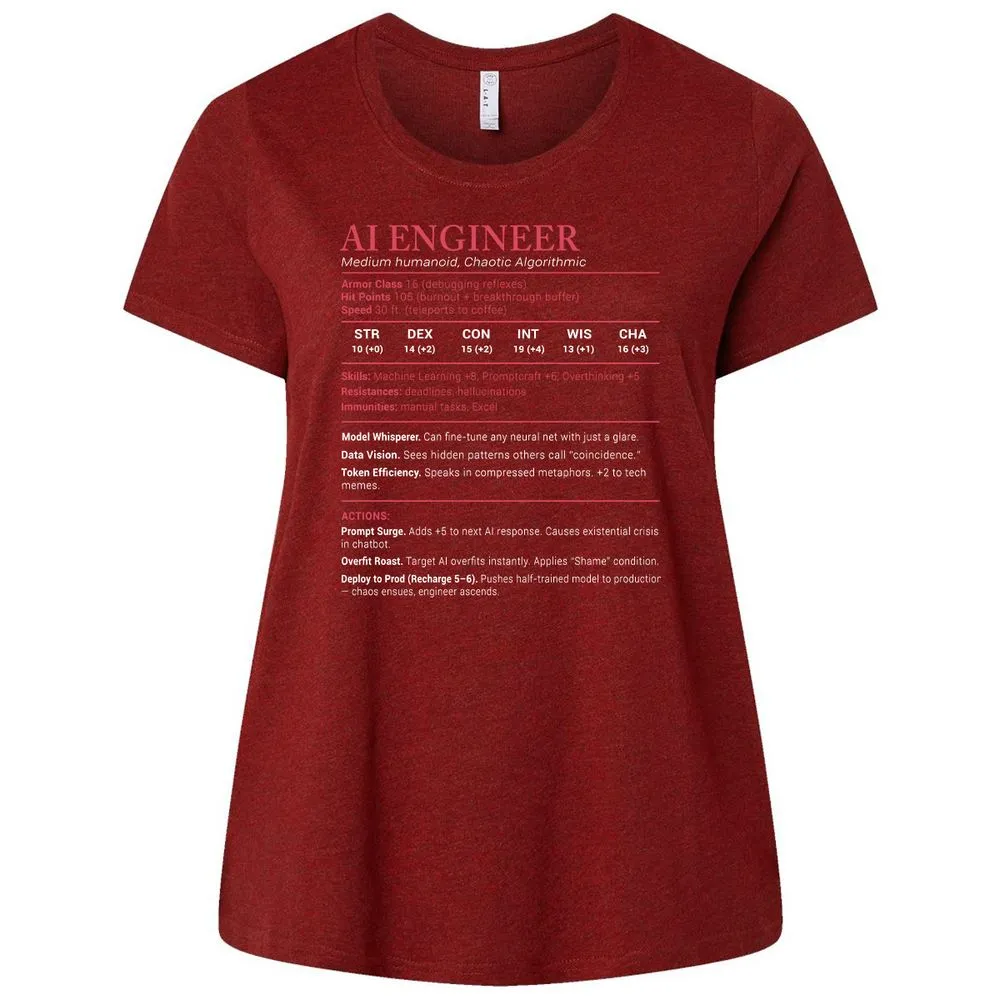 AI Engineer Stats Ladies Curvy Jersey - Cardinal - 10