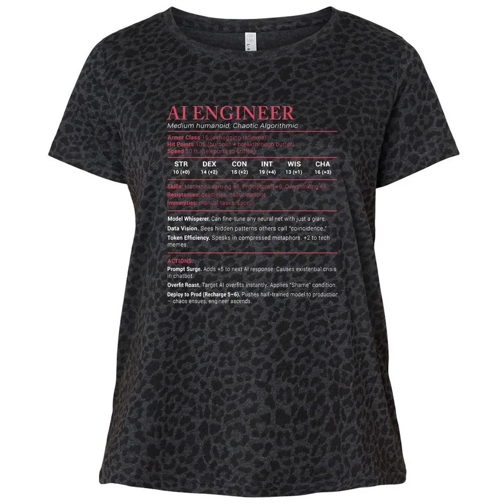AI Engineer Stats Ladies Curvy Jersey - Black Leopard - 11