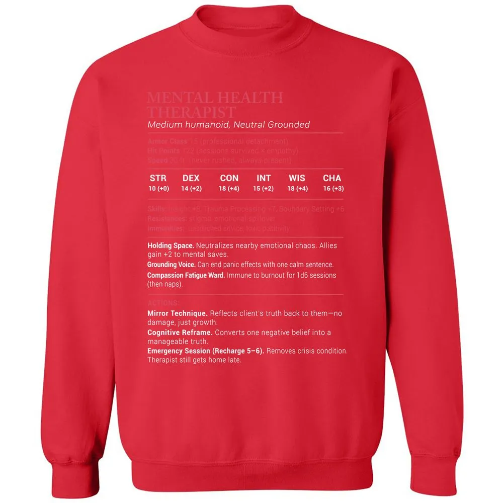 Mental Health Therapist Stats Classic Unisex Sweatshirt - Red - 5