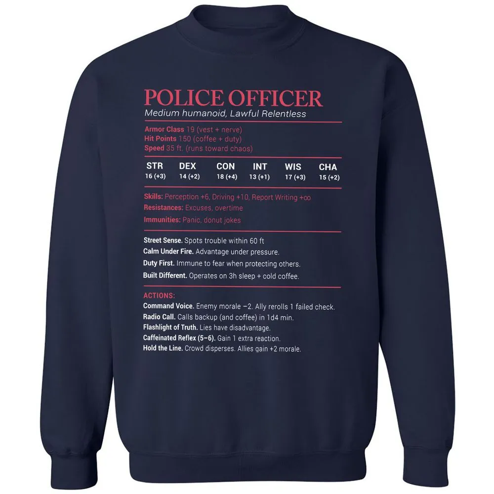 Police Officer Stats Classic Unisex Sweatshirt - Navy - 2