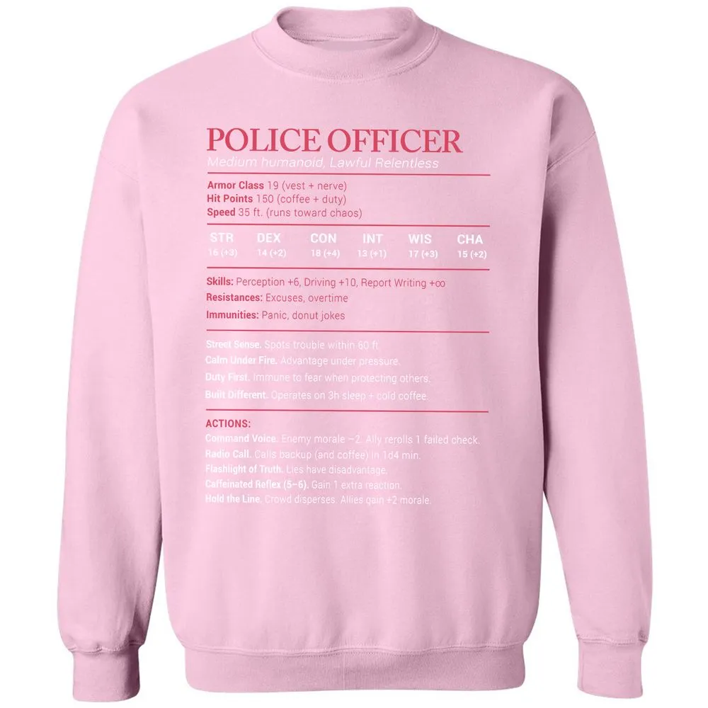 Police Officer Stats Classic Unisex Sweatshirt - Light Pink - 3