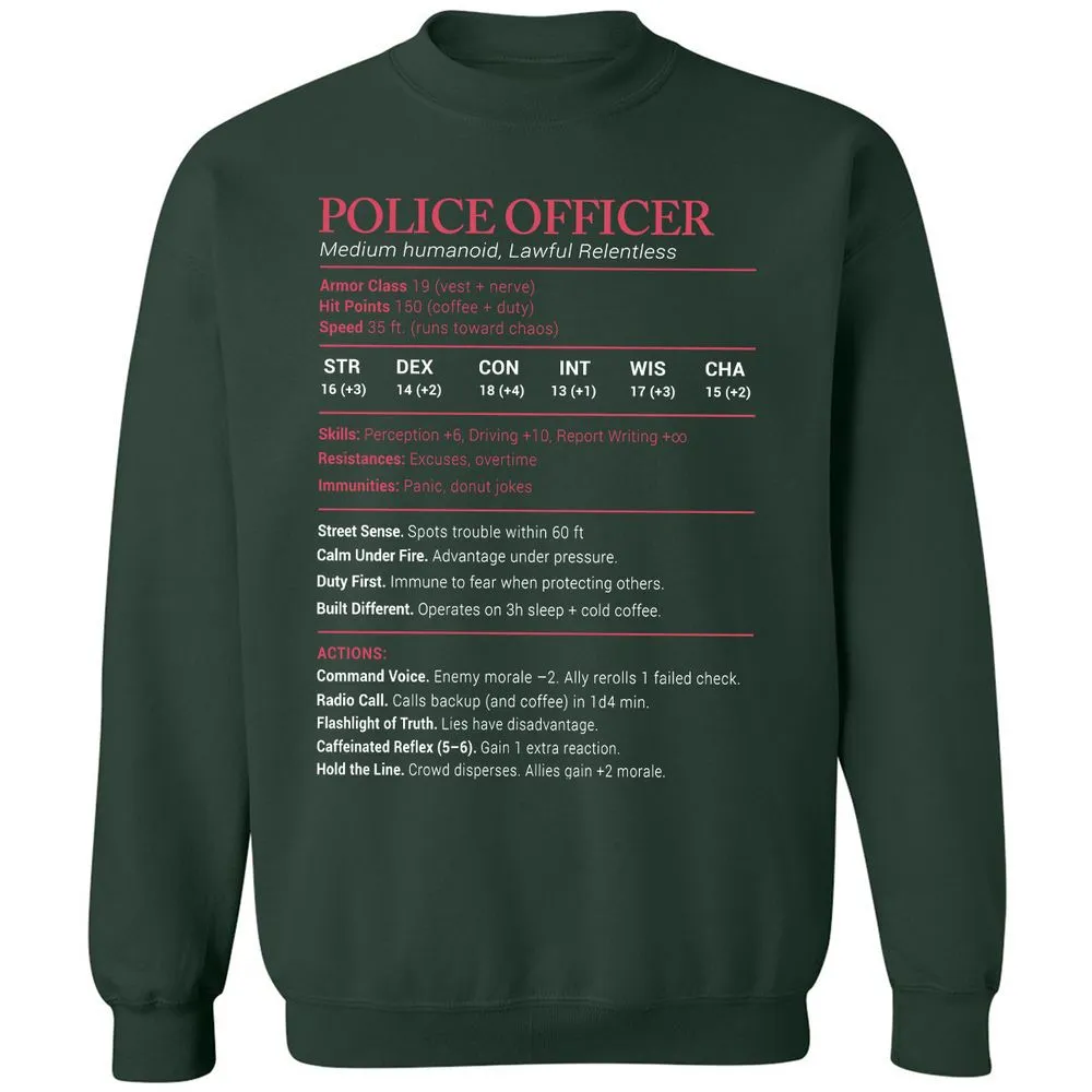 Police Officer Stats Classic Unisex Sweatshirt - Forest Green - 4