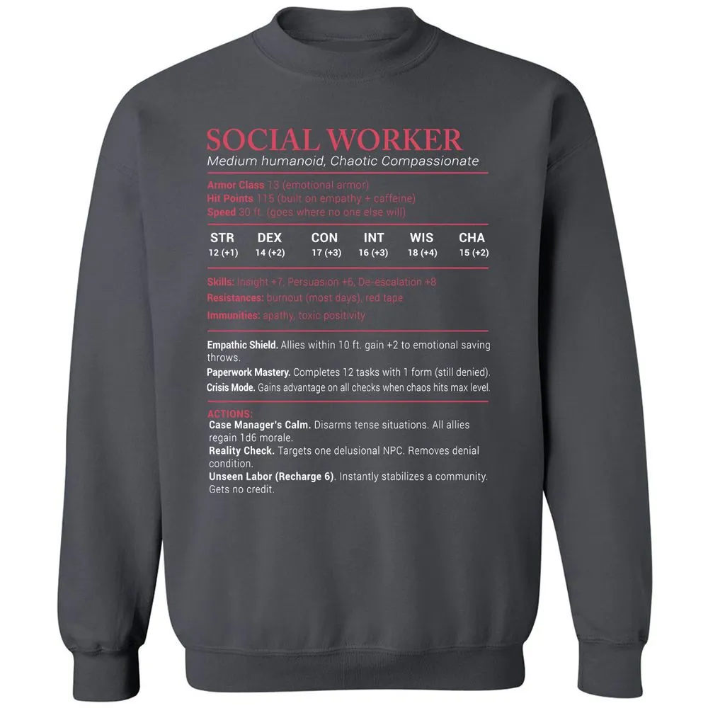 Social Worker Stats Classic Unisex Sweatshirt - Charcoal - 7