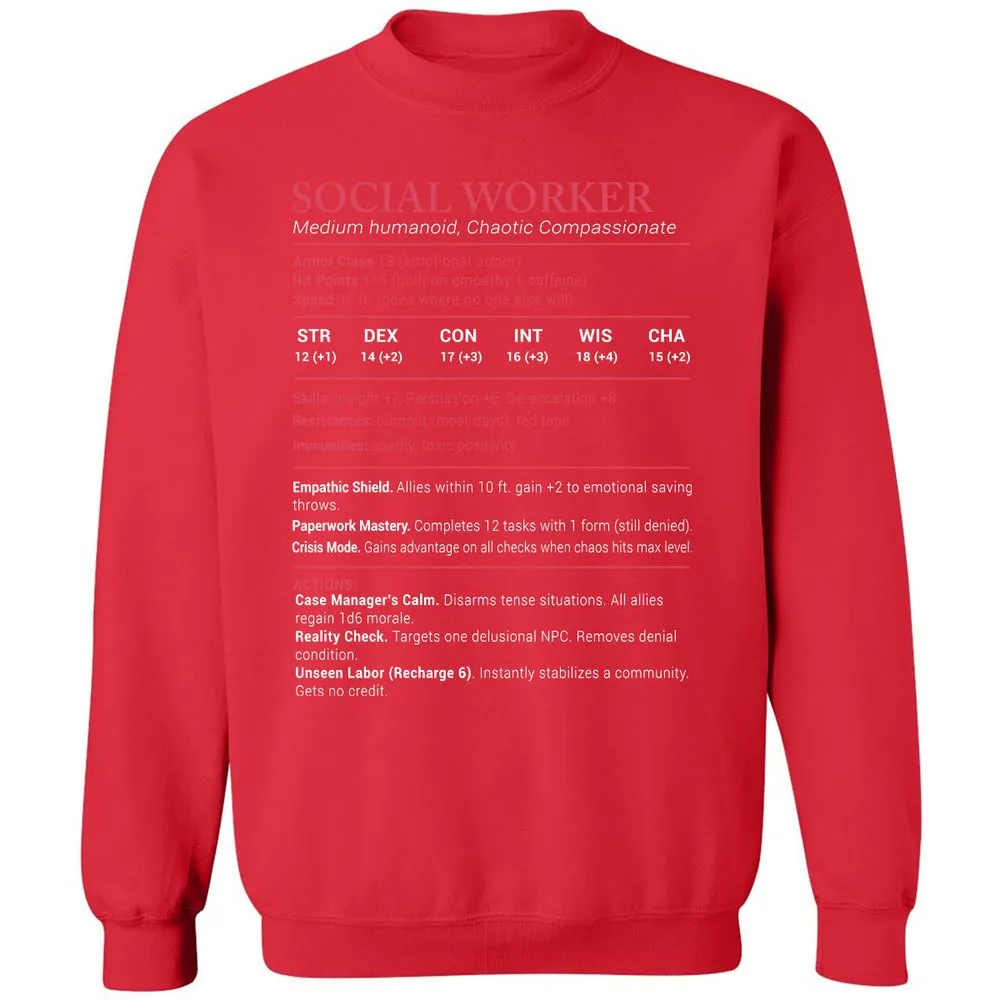 Social Worker Stats Classic Unisex Sweatshirt - Red - 5