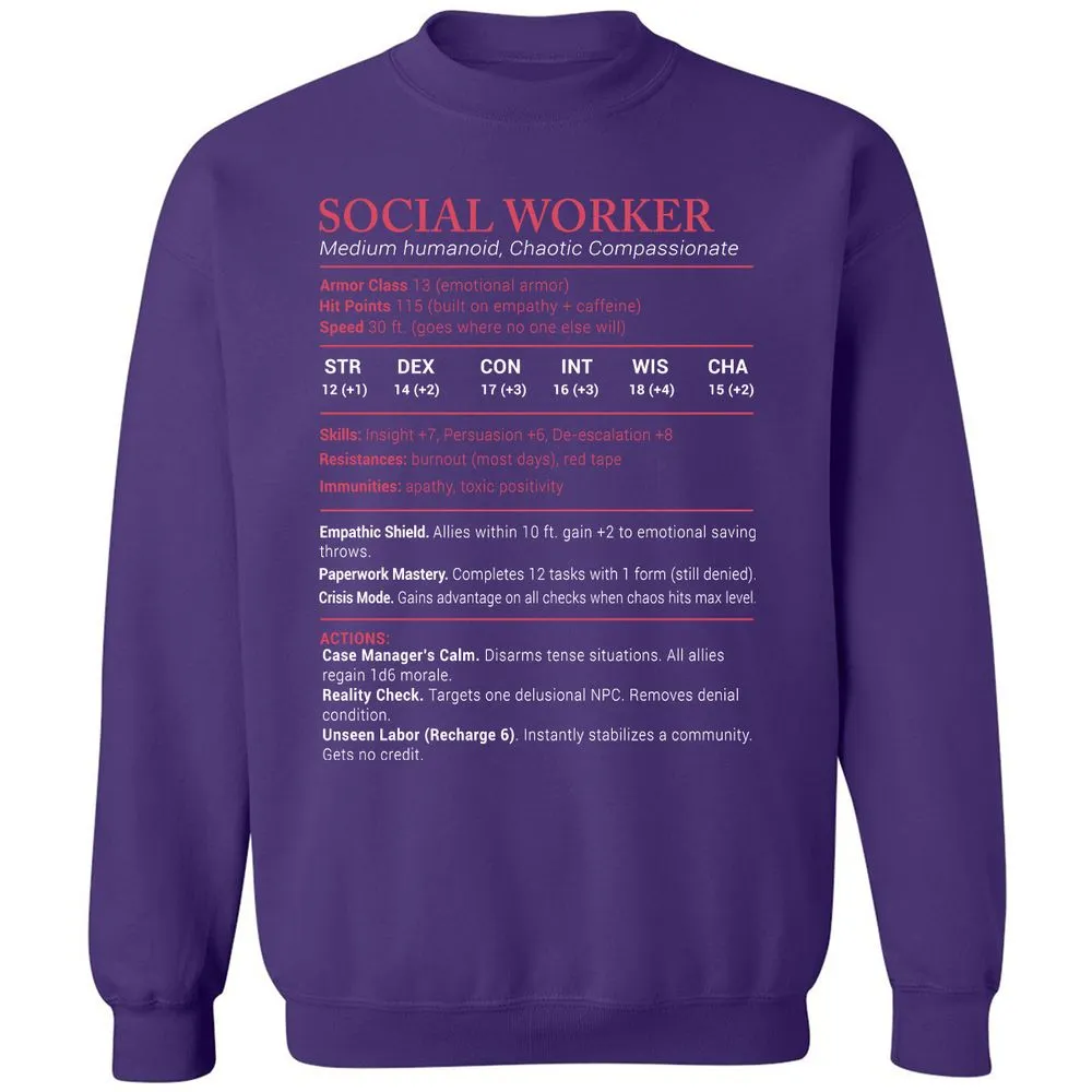 Social Worker Stats Classic Unisex Sweatshirt - Purple - 6