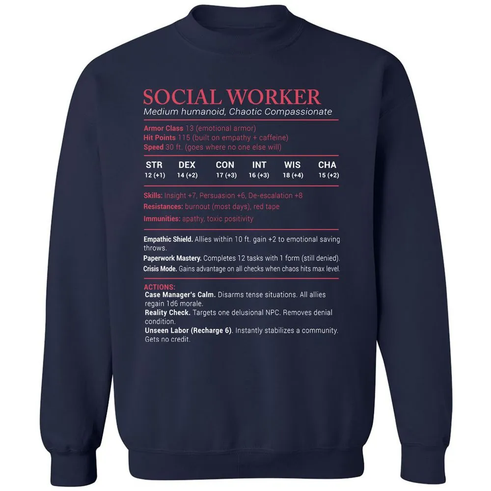 Social Worker Stats Classic Unisex Sweatshirt - Navy - 2