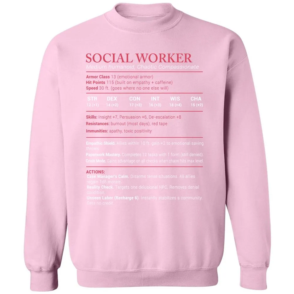 Social Worker Stats Classic Unisex Sweatshirt - Light Pink - 3