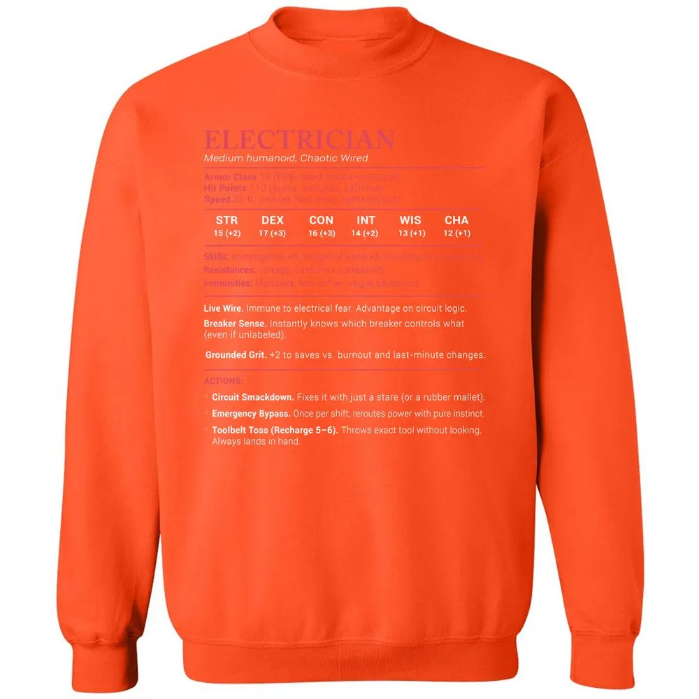 Electrician Stats Classic Unisex Sweatshirt - Orange - 10