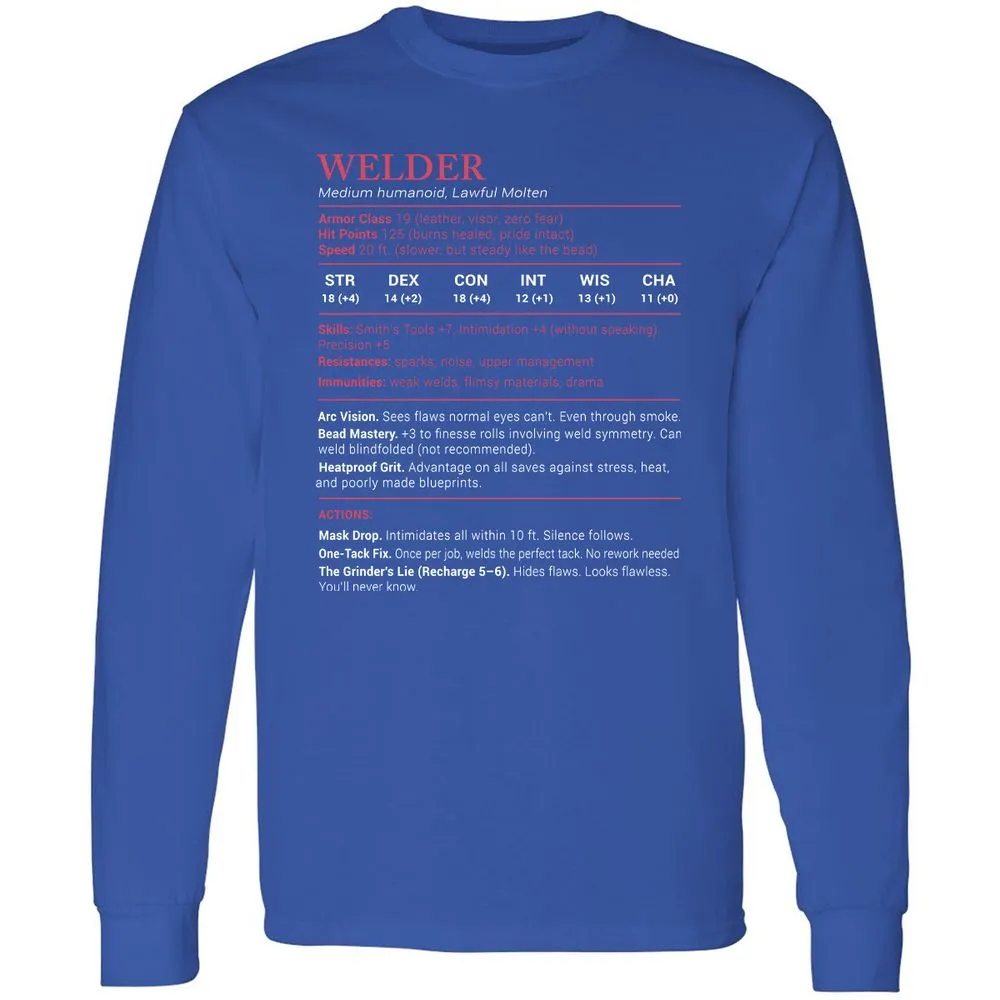 Welder Stats Long Sleeve T-Shirt - Royal - 8