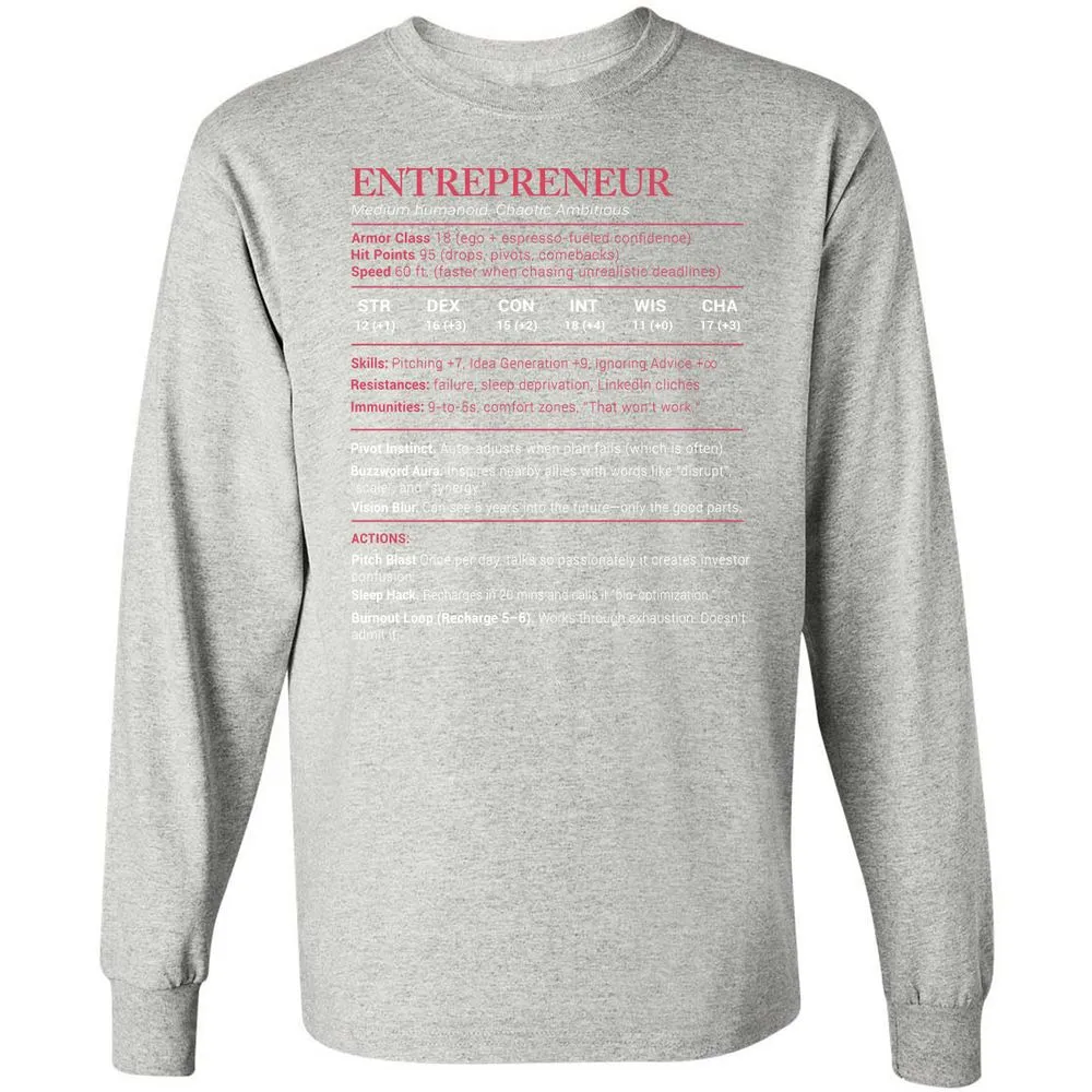 Entrepreneur Stats Long Sleeve T-Shirt - Ash - 7